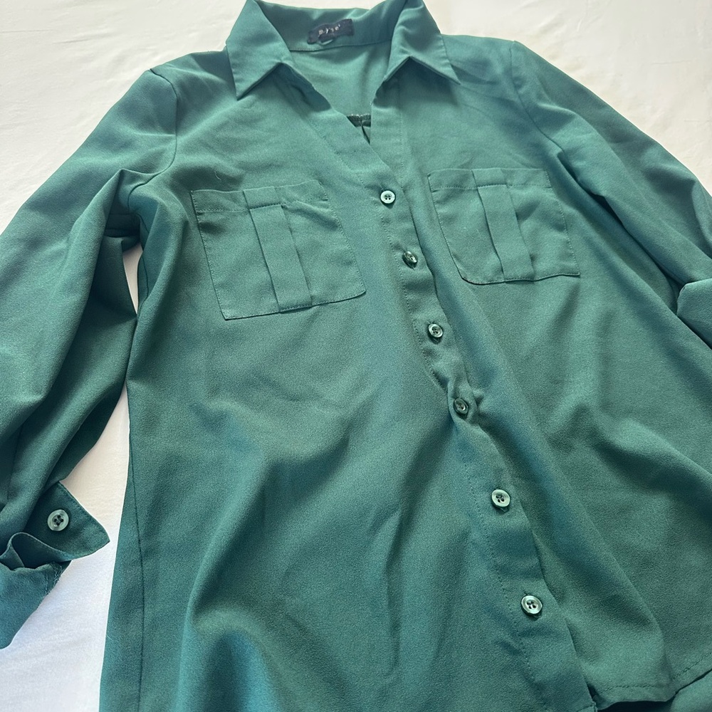 mine Dark Teal Satin Top